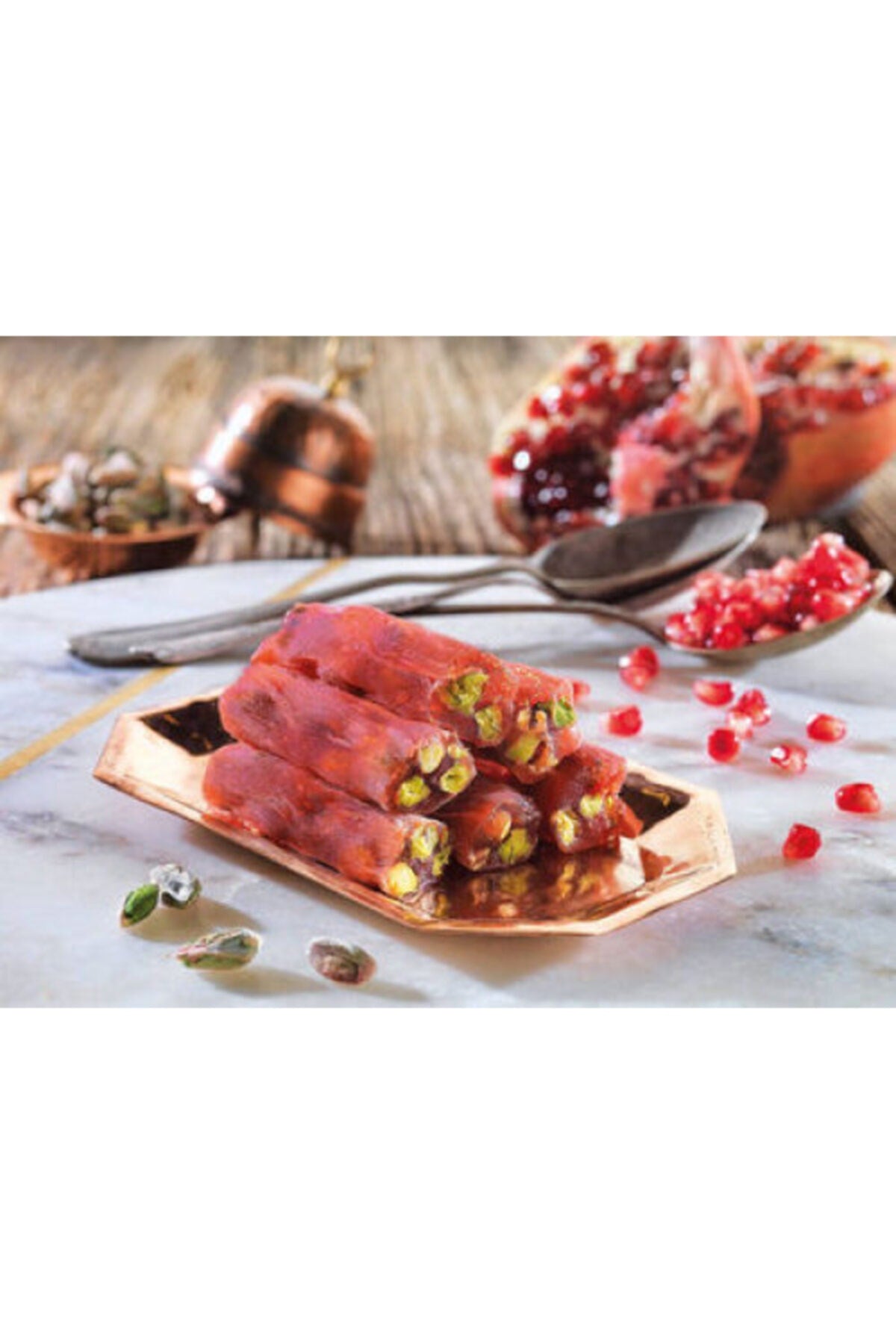 Emsal Pistachio Pomegranate Flavored fitil Turkish Delight 1000 g - MALLTURK