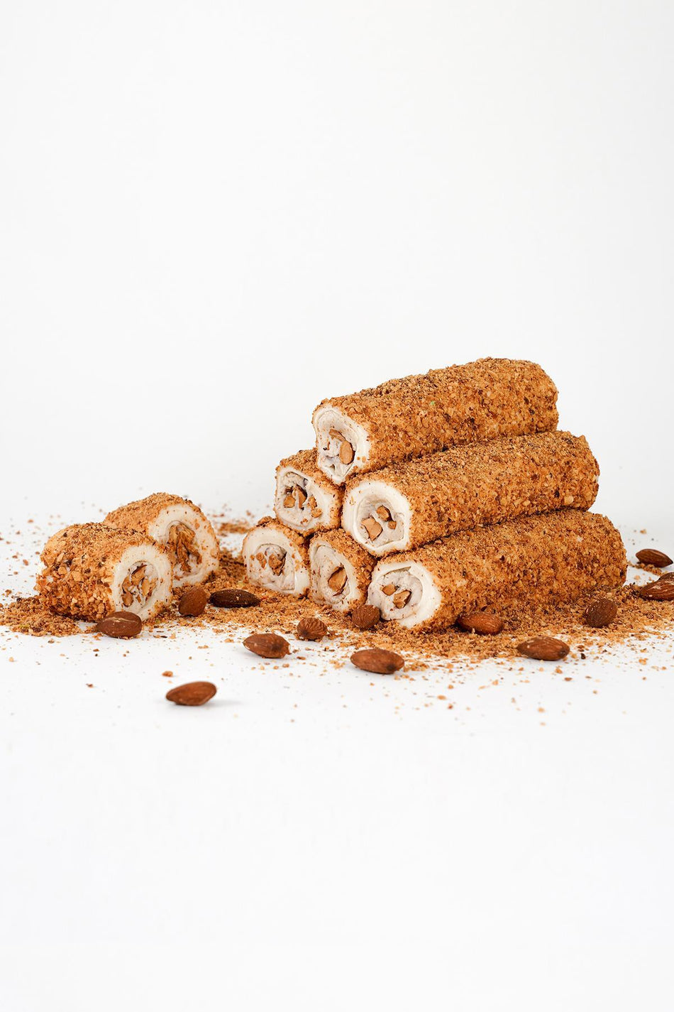 LOKUMCU mehmet efendi tatli bir hikaye toz Almond vanilyali Almond krema Filled Rolled Turkish Delight 1 kg - MALLTURK