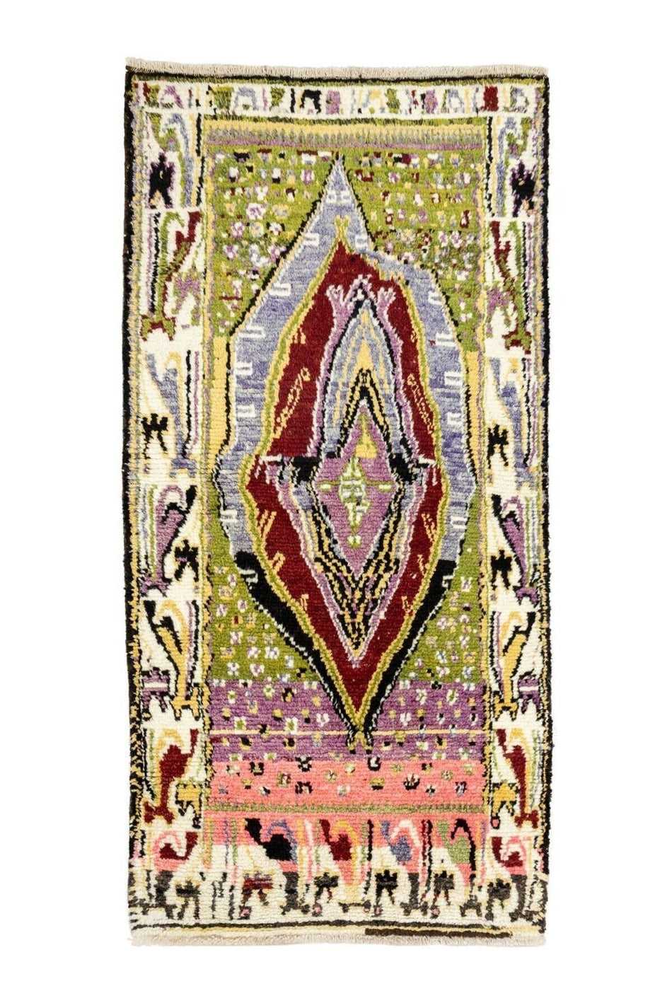 Soho Antiq Bige Primitive Pattern Handwoven Wool Rug 116x234 cm - MALLTURK