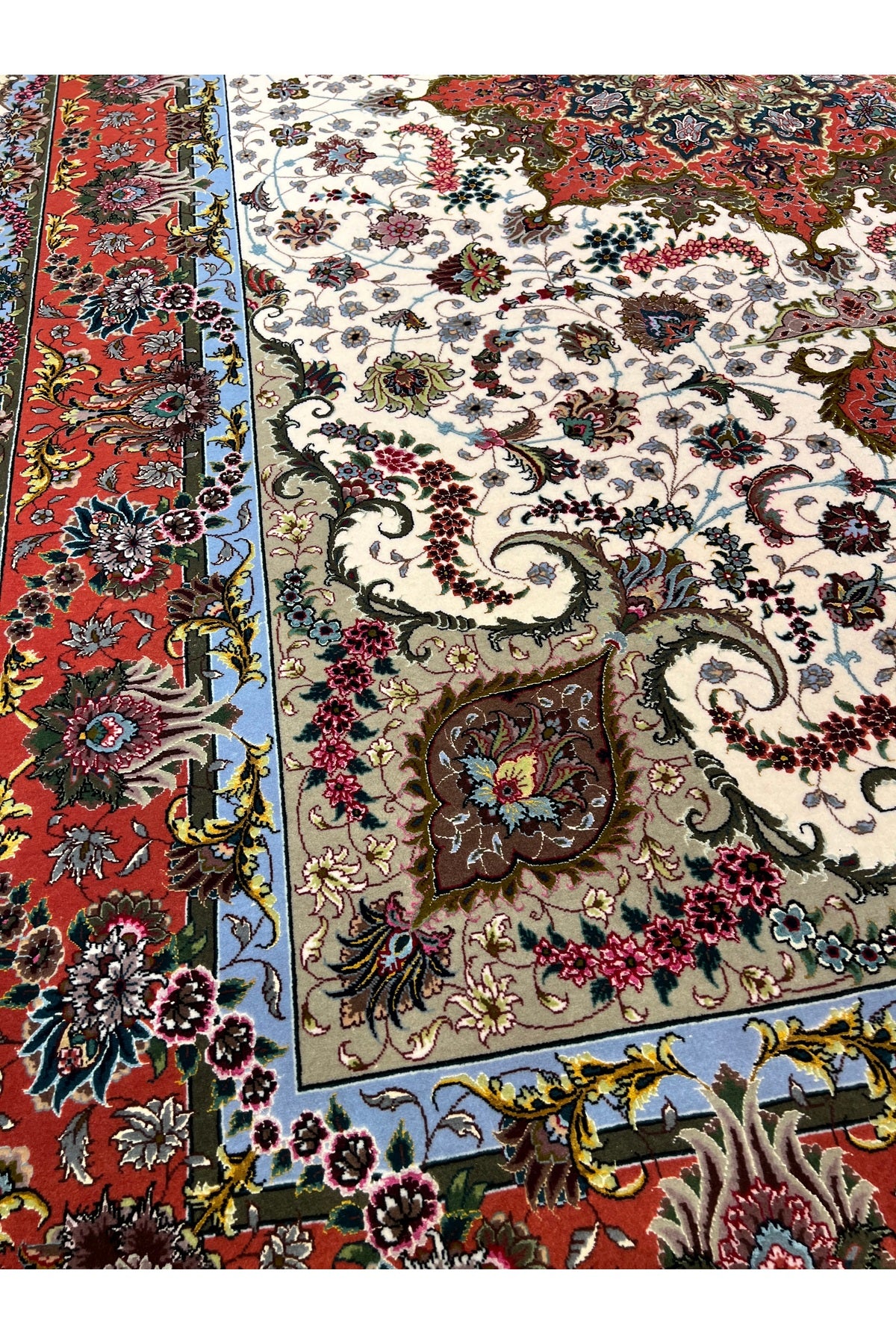 RD RAMAZAN DAG Hand Rug Art Hand-Woven Iranian Tabriz Rug Silk Fringe with Silk Weave Premium Quality Size 300x200