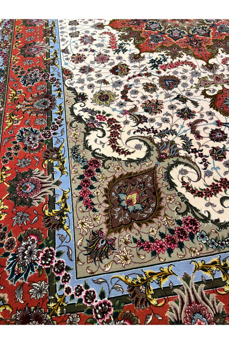 RD RAMAZAN DAG Hand Rug Art Hand-Woven Iranian Tabriz Rug Silk Fringe with Silk Weave Premium Quality Size 300x200