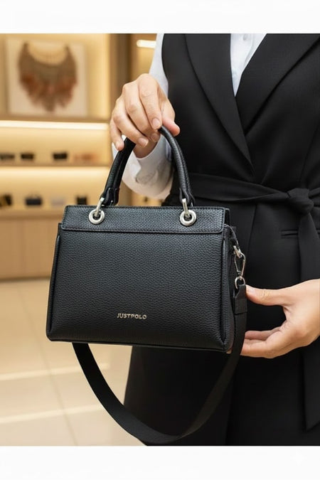 Just Polo Black Women's Hand and Shoulder Bag Size: Height 18 cm Width 26 cm - MALLTURK