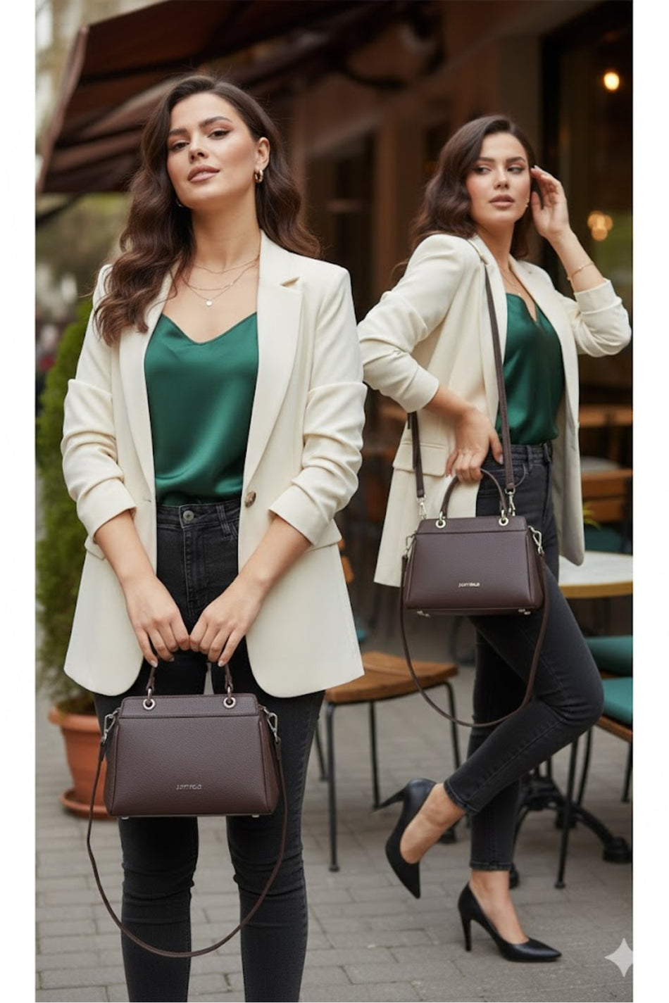 Just Polo Women's Hand and Shoulder Bag Brown - MALLTURK