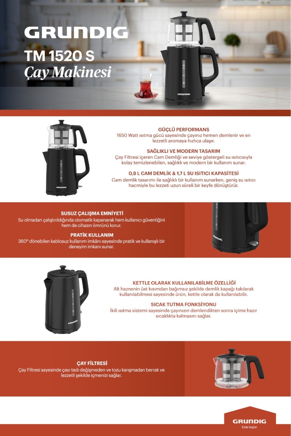 Grundig TM 1520 S Tea Maker - MALLTURK
