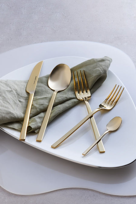 Karaca theo 30 Piece 6 Place Setting Flatware Set shiny gold - MALLTURK