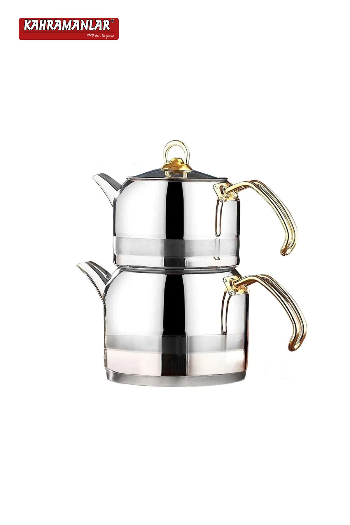 Kahramanlar ENZA Mega Size Gold Teapot Set - MALLTURK