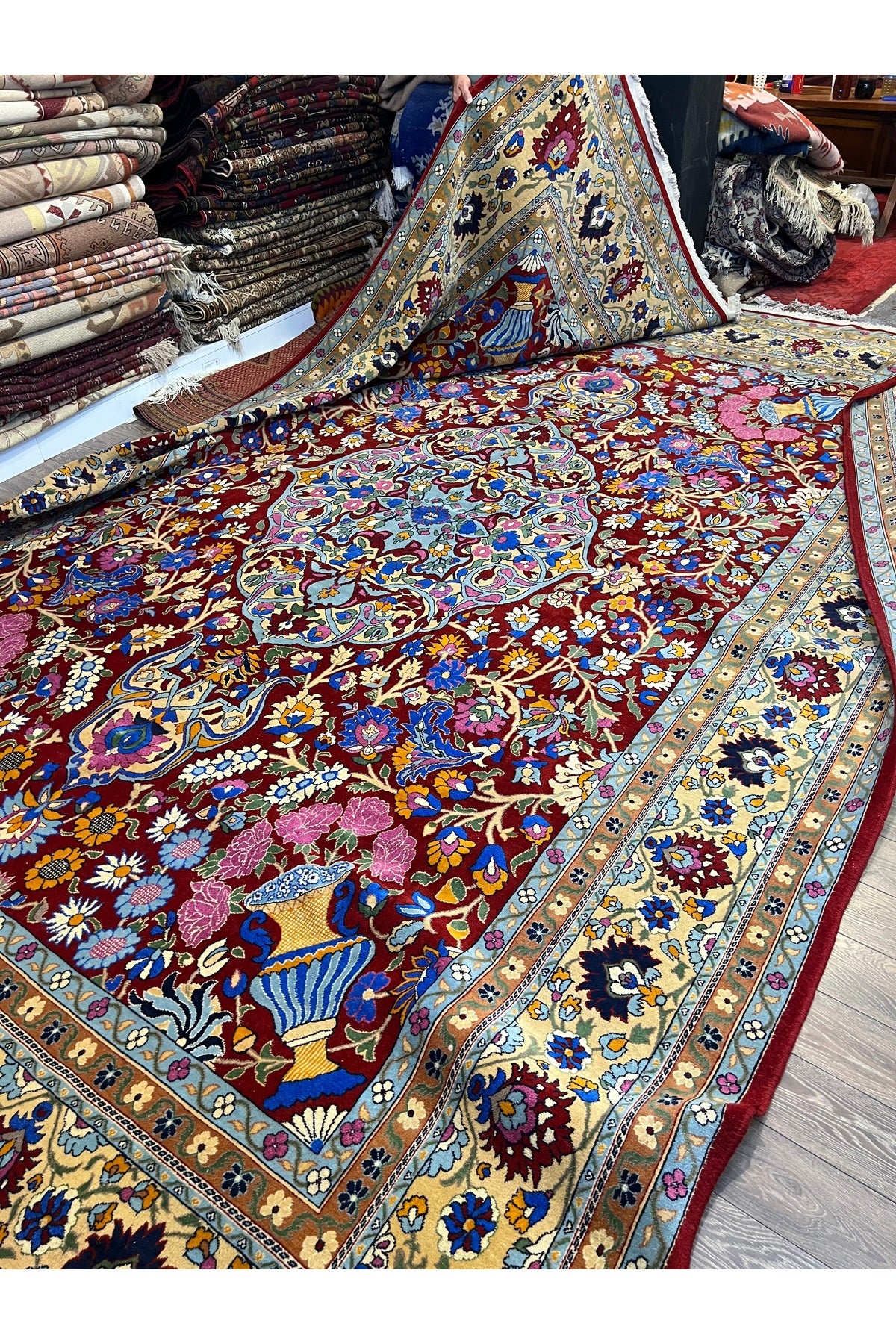 RD RAMAZAN DAG Hand Rug Art Hand-Woven Duruder Hereke Rug Special Weave Size 430x300 - MALLTURK