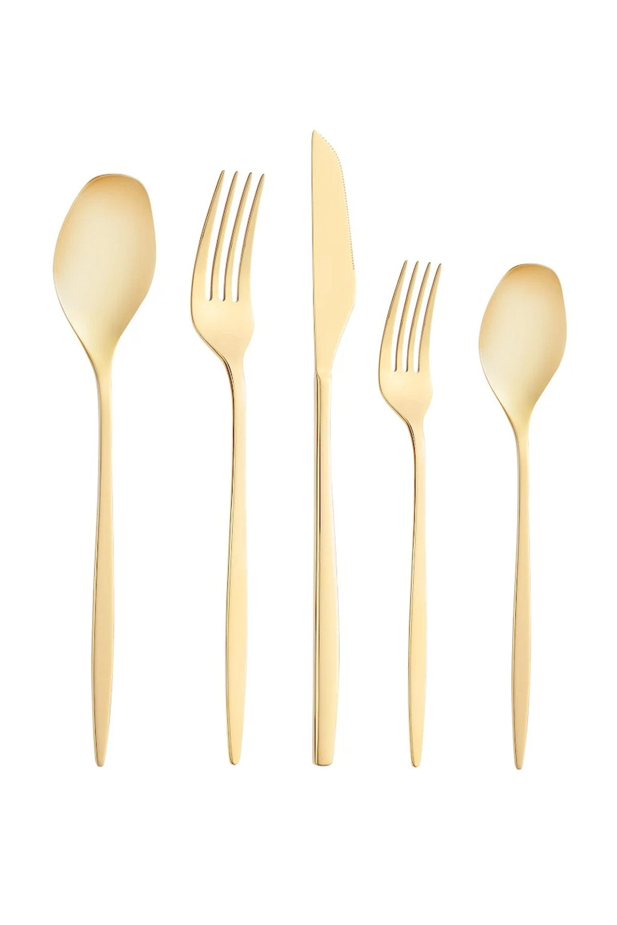 Emsan alisa 30 Piece 6 Place Setting parlak gold Boxed Flatware Set - MALLTURK