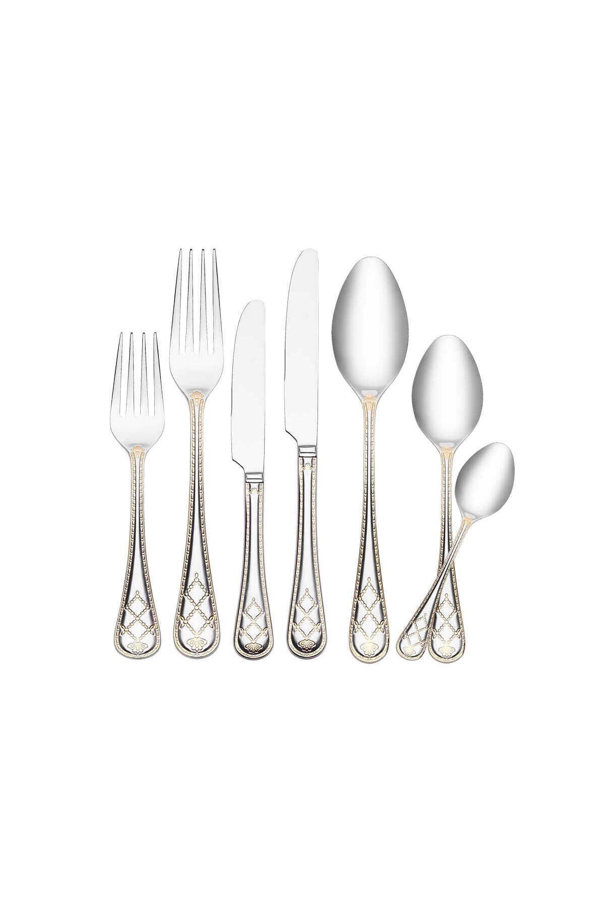KORKMAZ lidya 89 Piece gold Flatware Set a2160 - MALLTURK