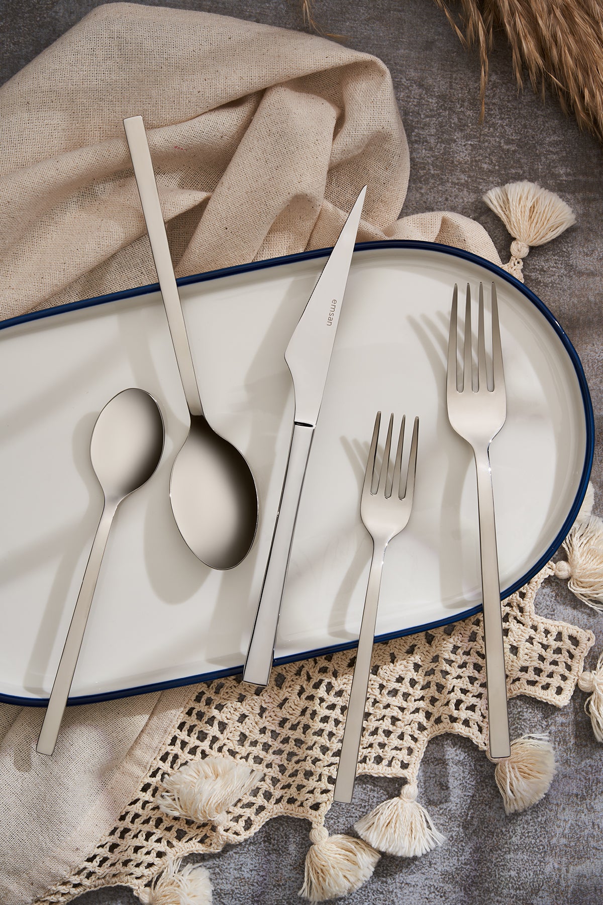 Emsan sedir 60 Piece 12 Place Setting Flatware Set - MALLTURK