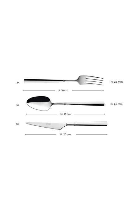Emsan penta 18 Piece 6 Place Setting tatli Flatware Set - MALLTURK