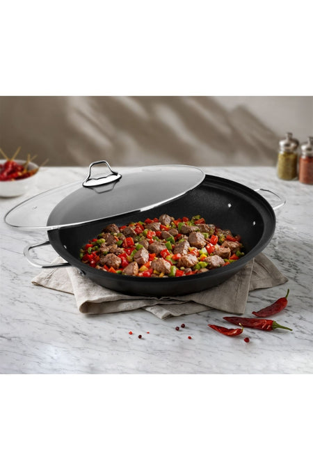 Lines Cam with Lid Granite Cast Kavurma Tenceresi Nonstick Yuzey, Derin Genis Hacim, Esit Isi Dagilimi, Dayanikli & Uzun Omurlu