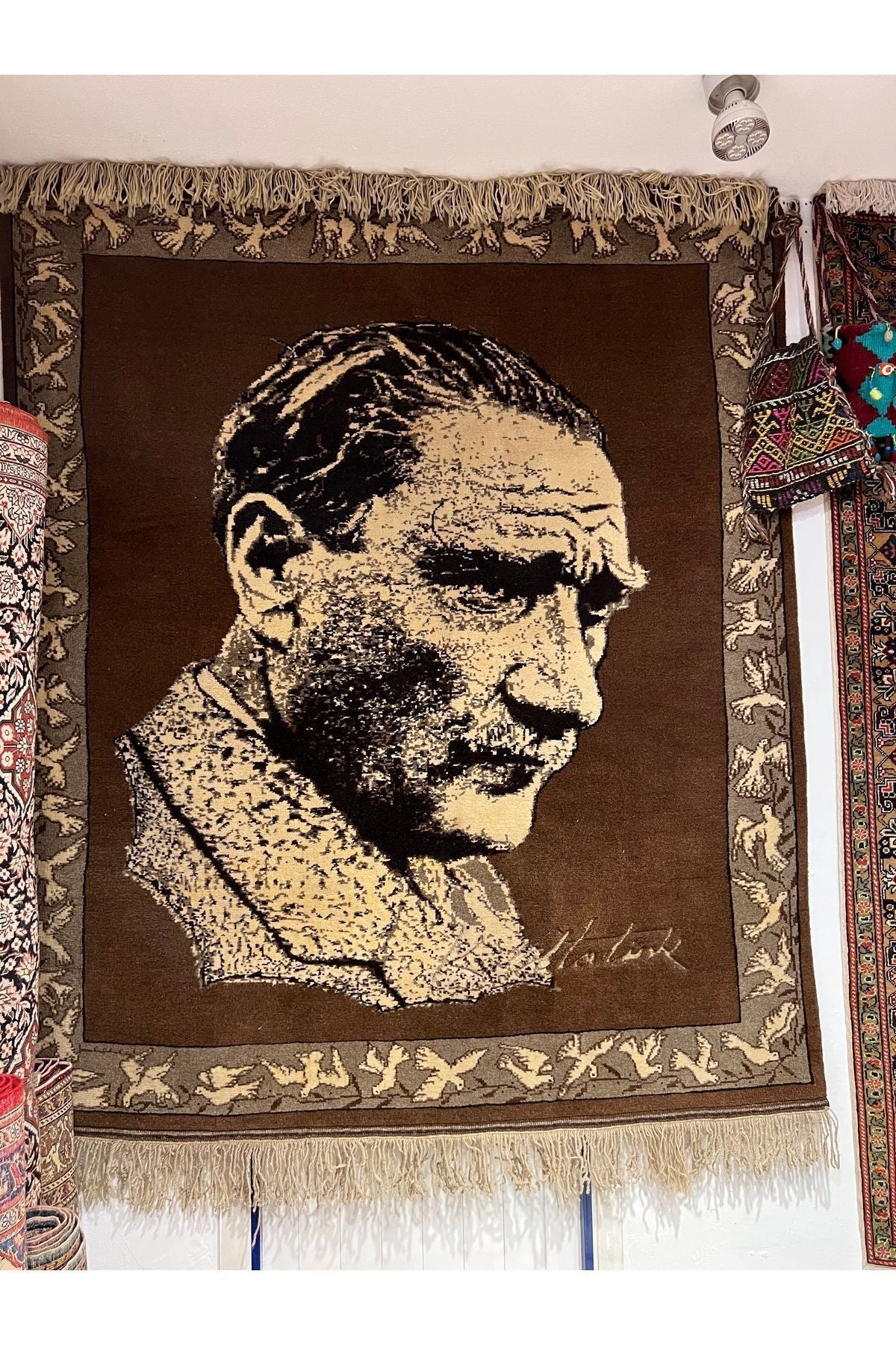 RD RAMAZAN DAG Hand Rug Art Hand-Woven Gazi Mustafa Kemal Ataturk Wall Rug Size - MALLTURK