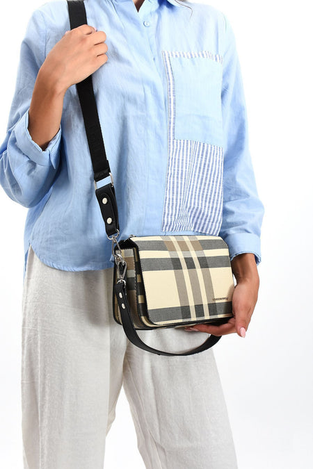 Just Polo Women's Black Plaid Shoulder Bag New Season - MALLTURK