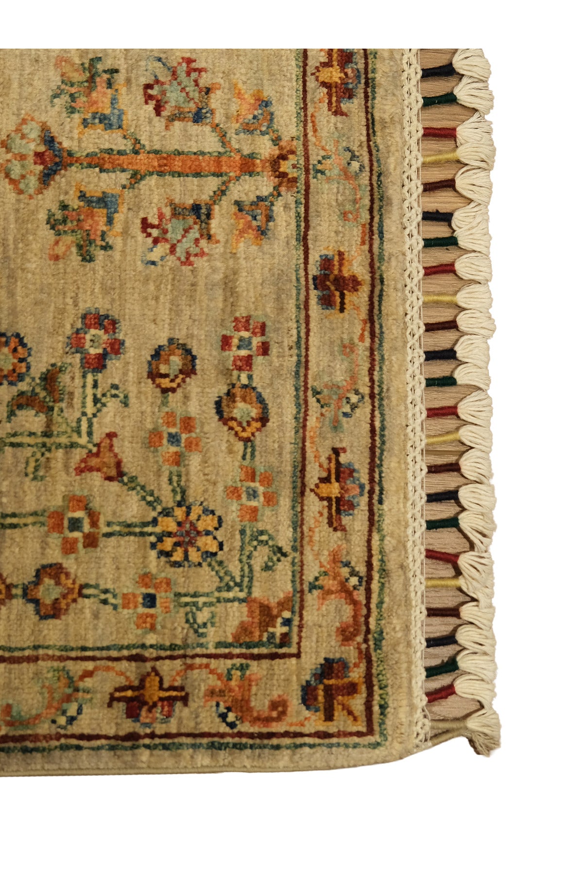 Vog Rug Sultani Handcrafted Beige Pattern Fringed Anatolian Pattern Modern and Traditional Living Room Rug