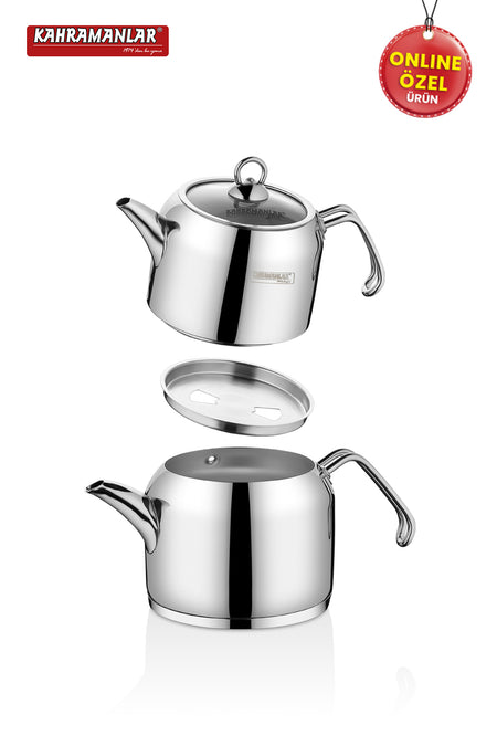 Kahramanlar Deluxe Mega Size Platinum 4-Piece Teapot Set - MALLTURK