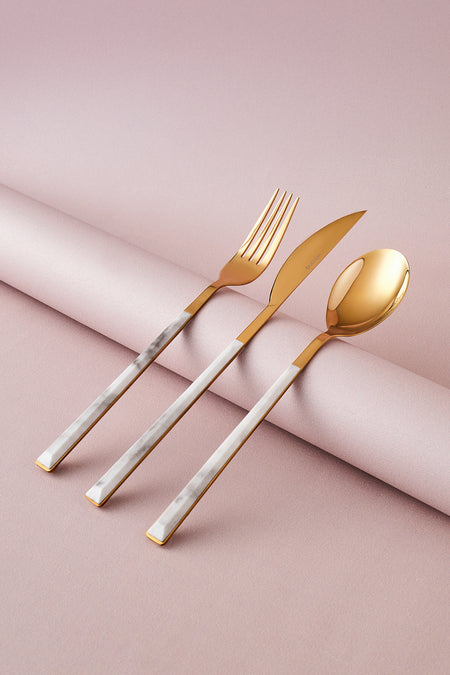 Karaca arete 18 Piece 6 Place Setting Flatware Set gold - MALLTURK