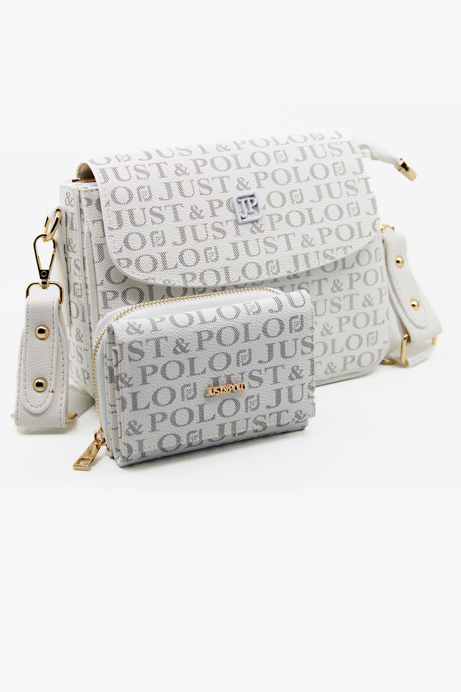 Just Polo Women's Three-Compartment Shoulder Bag and Wallet Set - MALLTURK