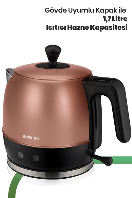 GoldMaster Fulya Gold 30-Cup Large Capacity 2200 Watt Stainless Steel Tea Maker and Water Kettle - MALLTURK