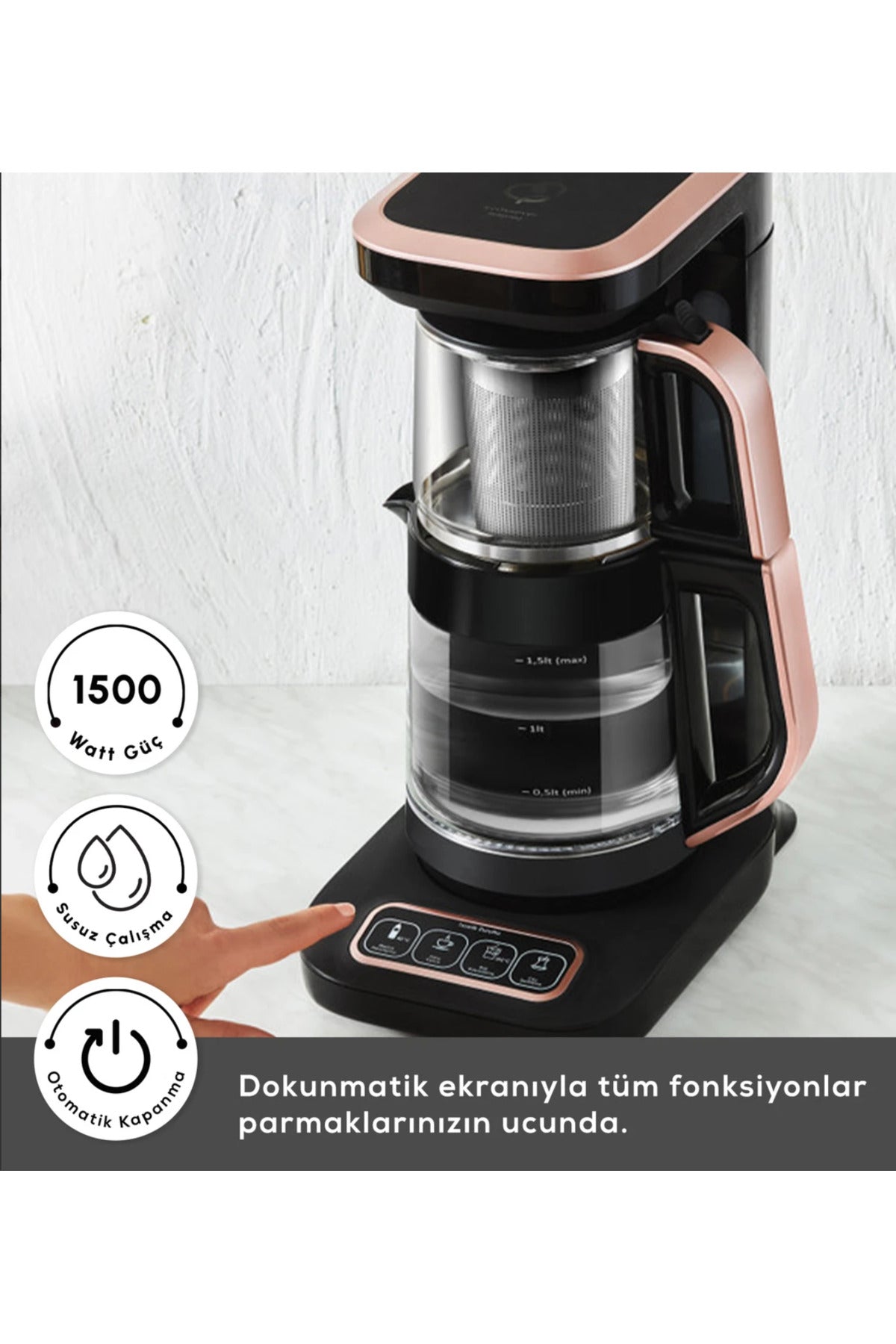 Karaca Wi-Fi Connect iOS-Android Compatible Robotea Connect 4-in-1 Talking Glass Tea Maker - MALLTURK