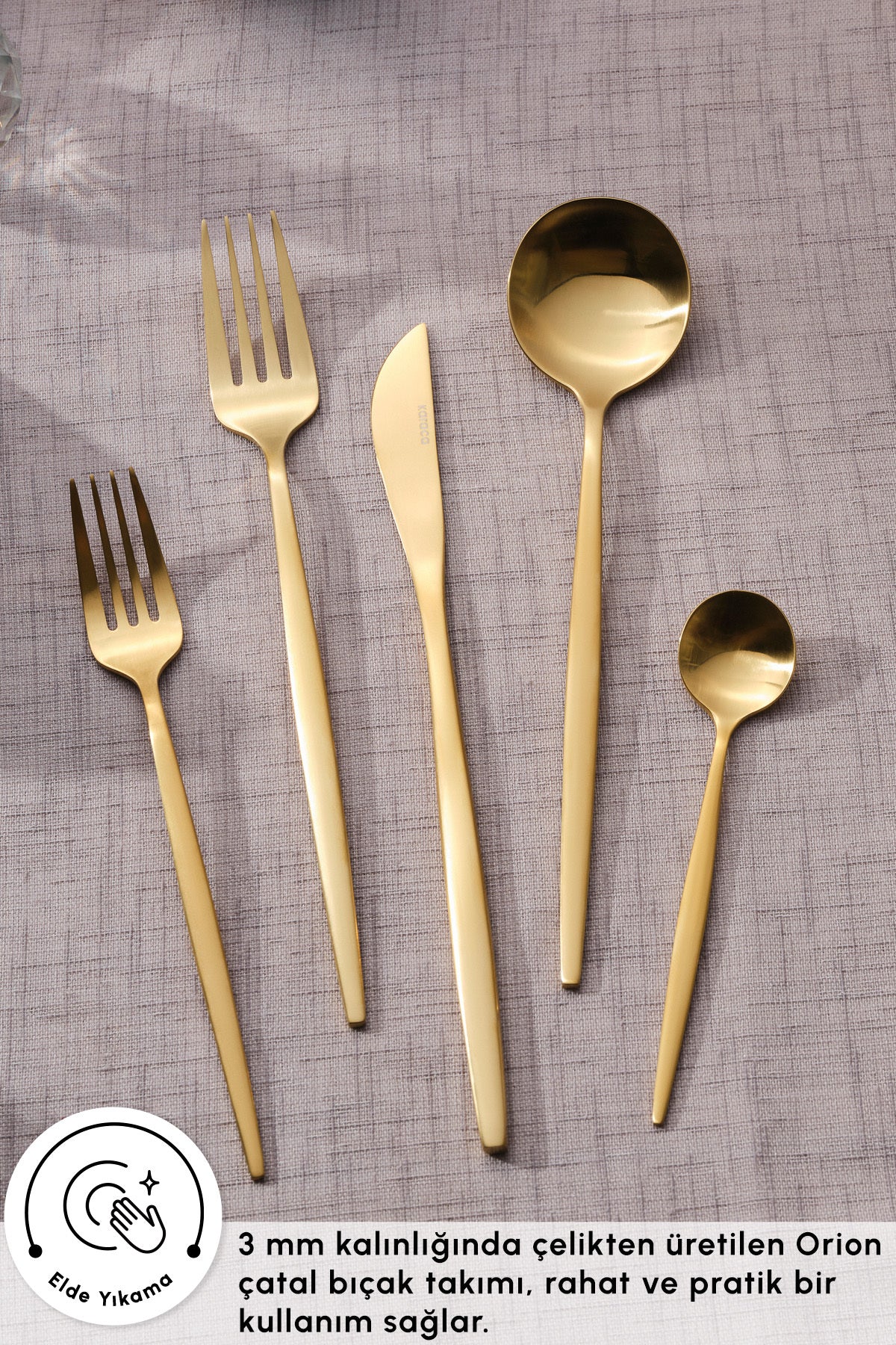 Karaca orion matte gold 30 Piece 6 kisiik Flatware Set - MALLTURK
