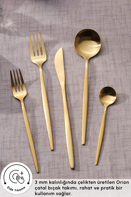 Karaca orion matte gold 30 Piece 6 kisiik Flatware Set - MALLTURK