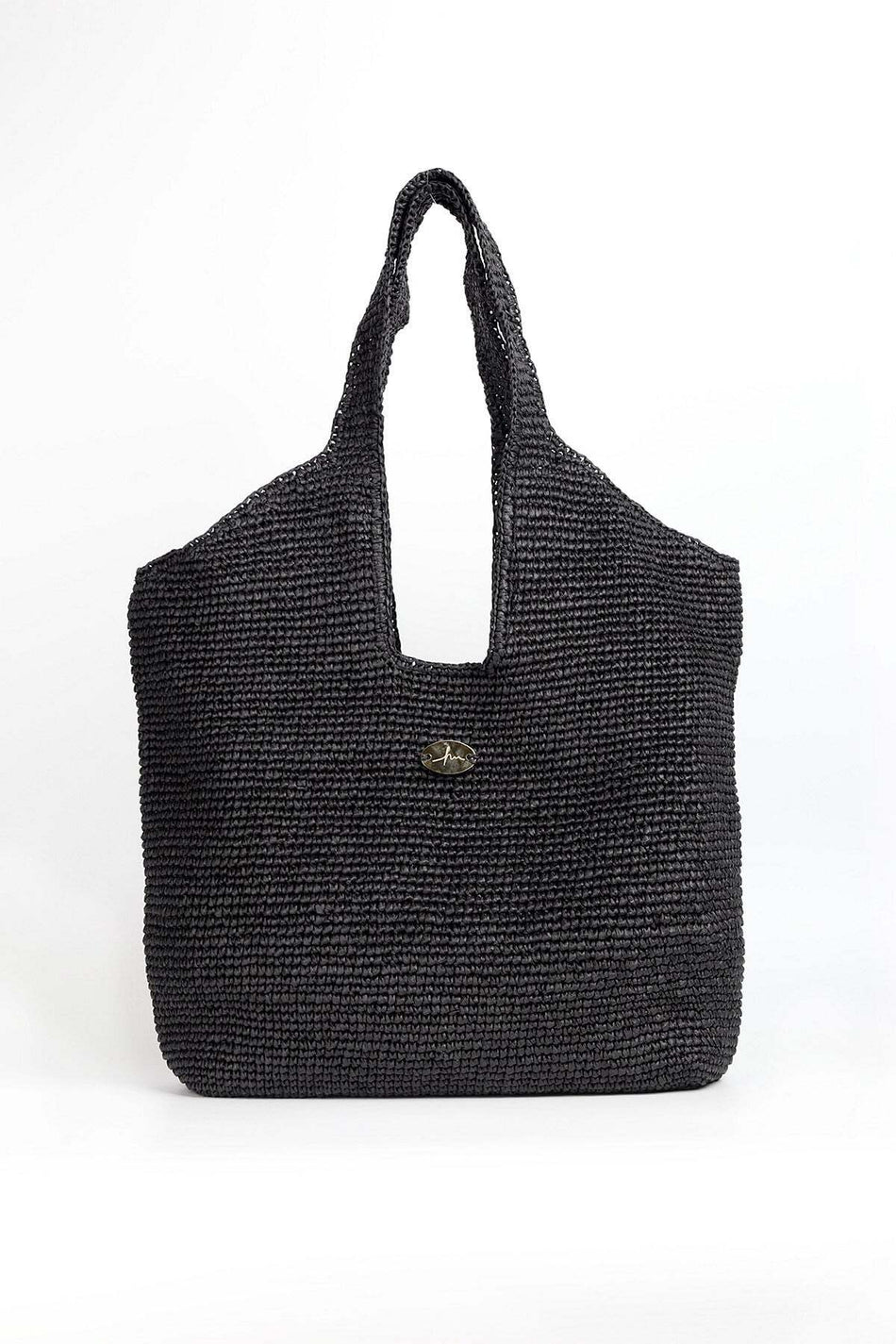 Hasema Black Woven Straw Beach Bag 1183
