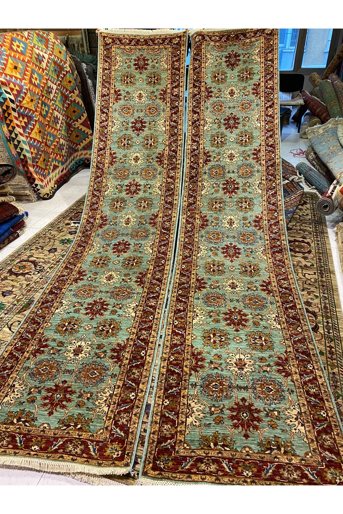 RD RAMAZAN DAG Hand Rug Art Hand-Woven Afghan Sirvan Birinci New Quality Cotton Base Wool Weave Natural Dye 3.80x85