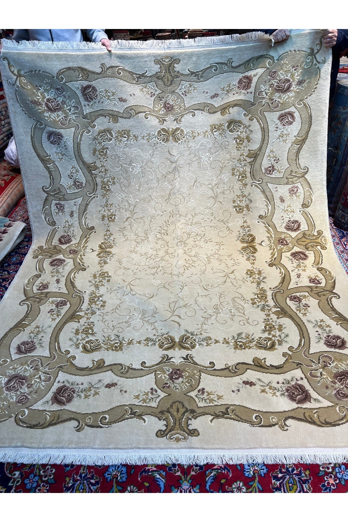 RD RAMAZAN DAG Hand Rug Art Hand-Woven Wool Blend Usak Rug Premium Quality KokBoya Size 270x210 - MALLTURK