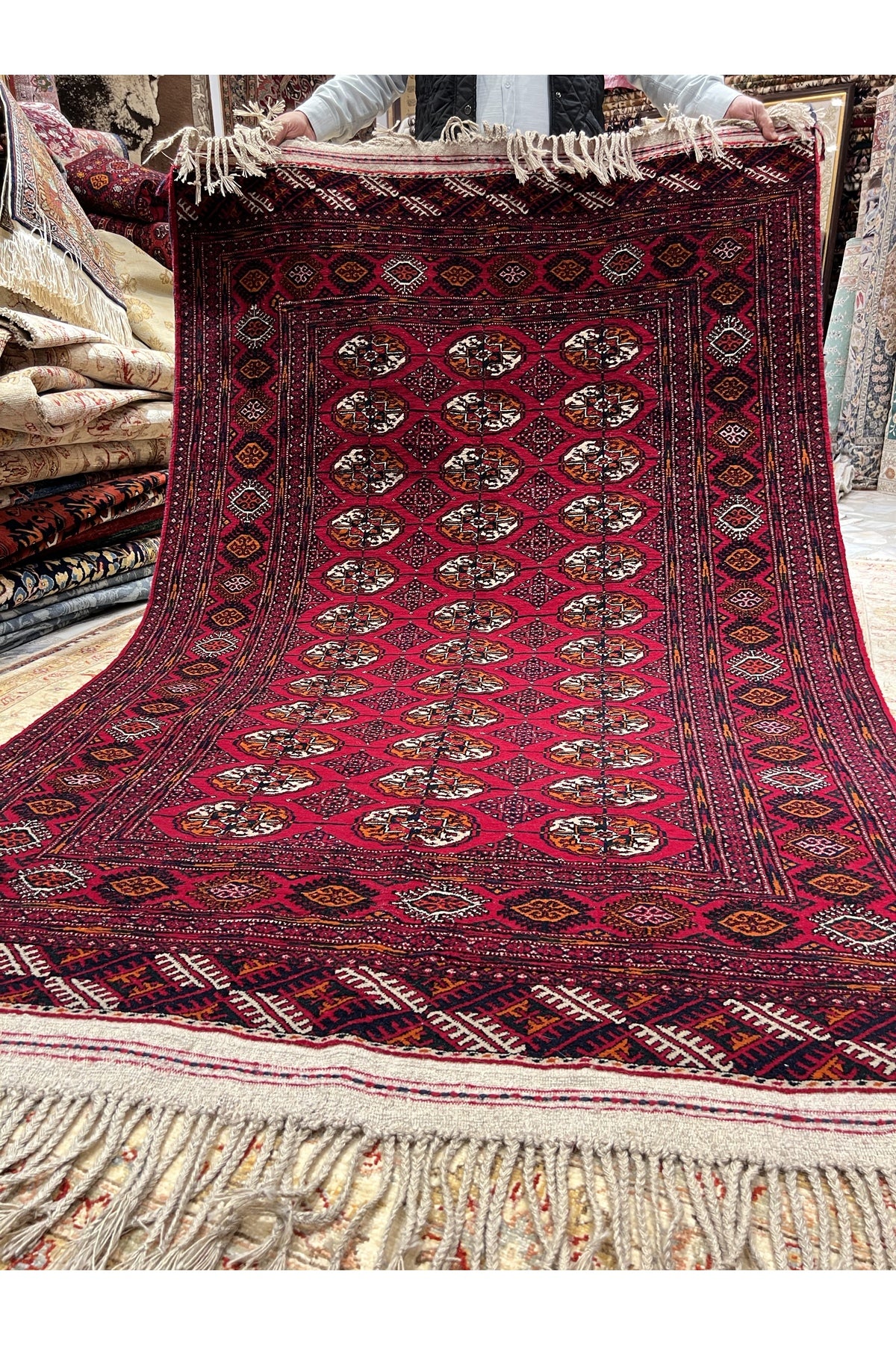 RD RAMAZAN DAG Hand Rug Art Hand-Woven Turkmen Rug Premium Quality Natural Dye Size 2.20x1.30