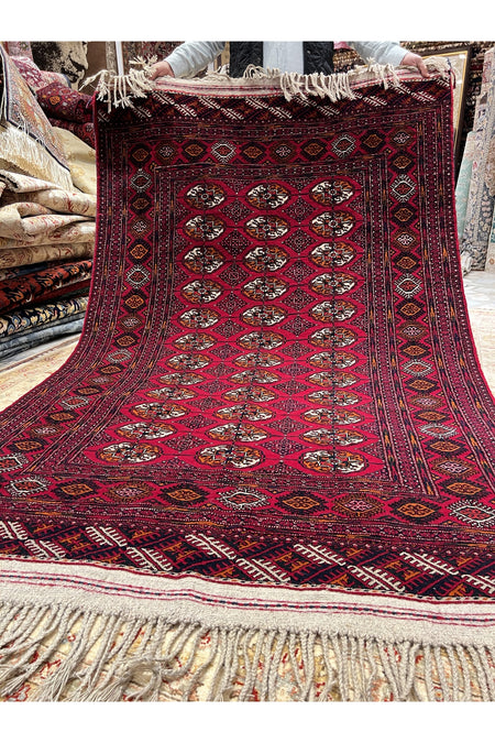 RD RAMAZAN DAG Hand Rug Art Hand-Woven Turkmen Rug Premium Quality Natural Dye Size 2.20x1.30