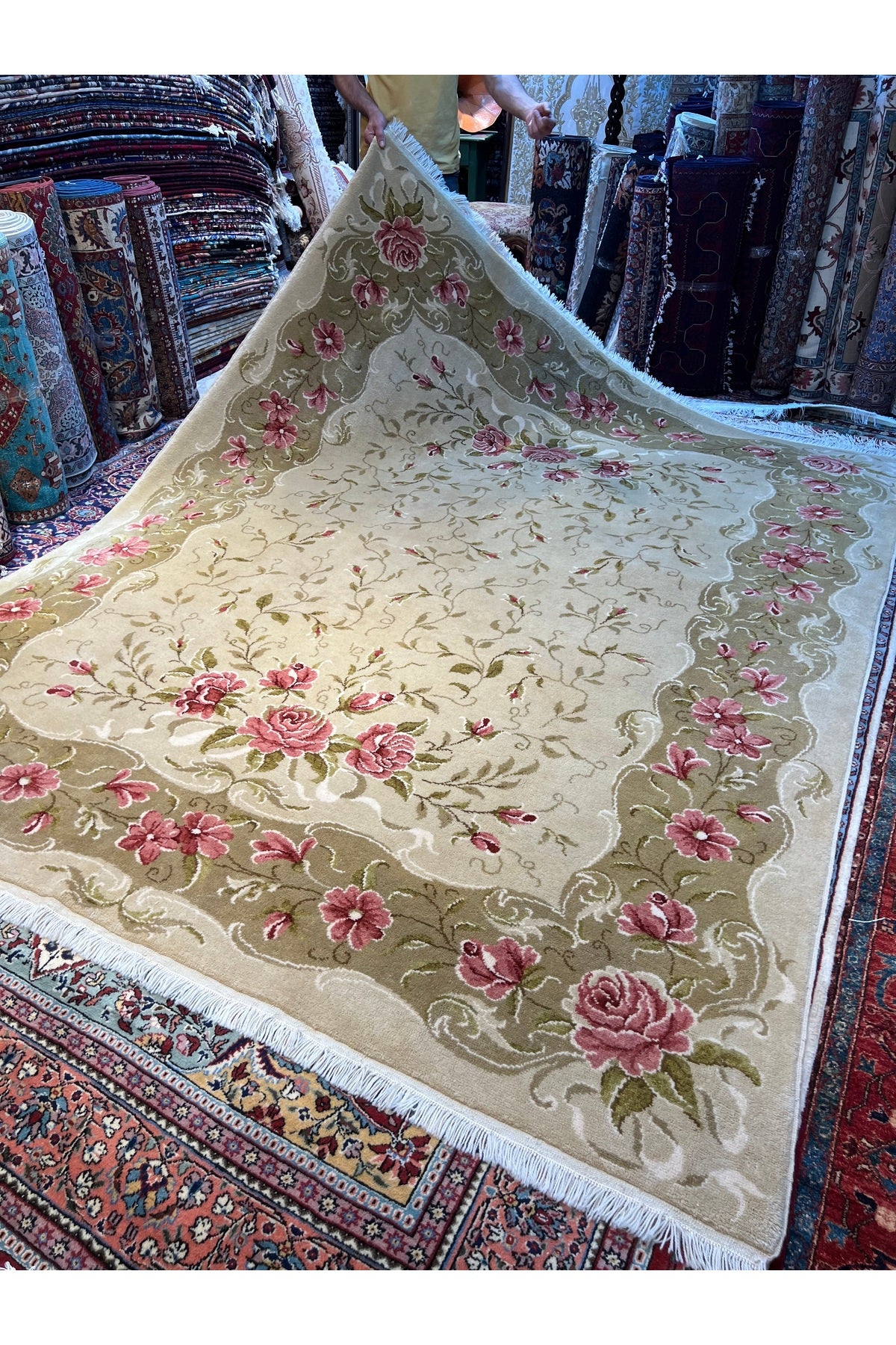RD RAMAZAN DAG Hand Rug Art Hand-Woven Usak Rug Premium Quality Wool Weave Size 280x227 - MALLTURK