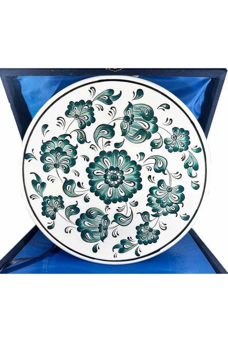 Cini Evi Monochrome Lotus Composition Iznik Plate Minimal Elegance - MALLTURK