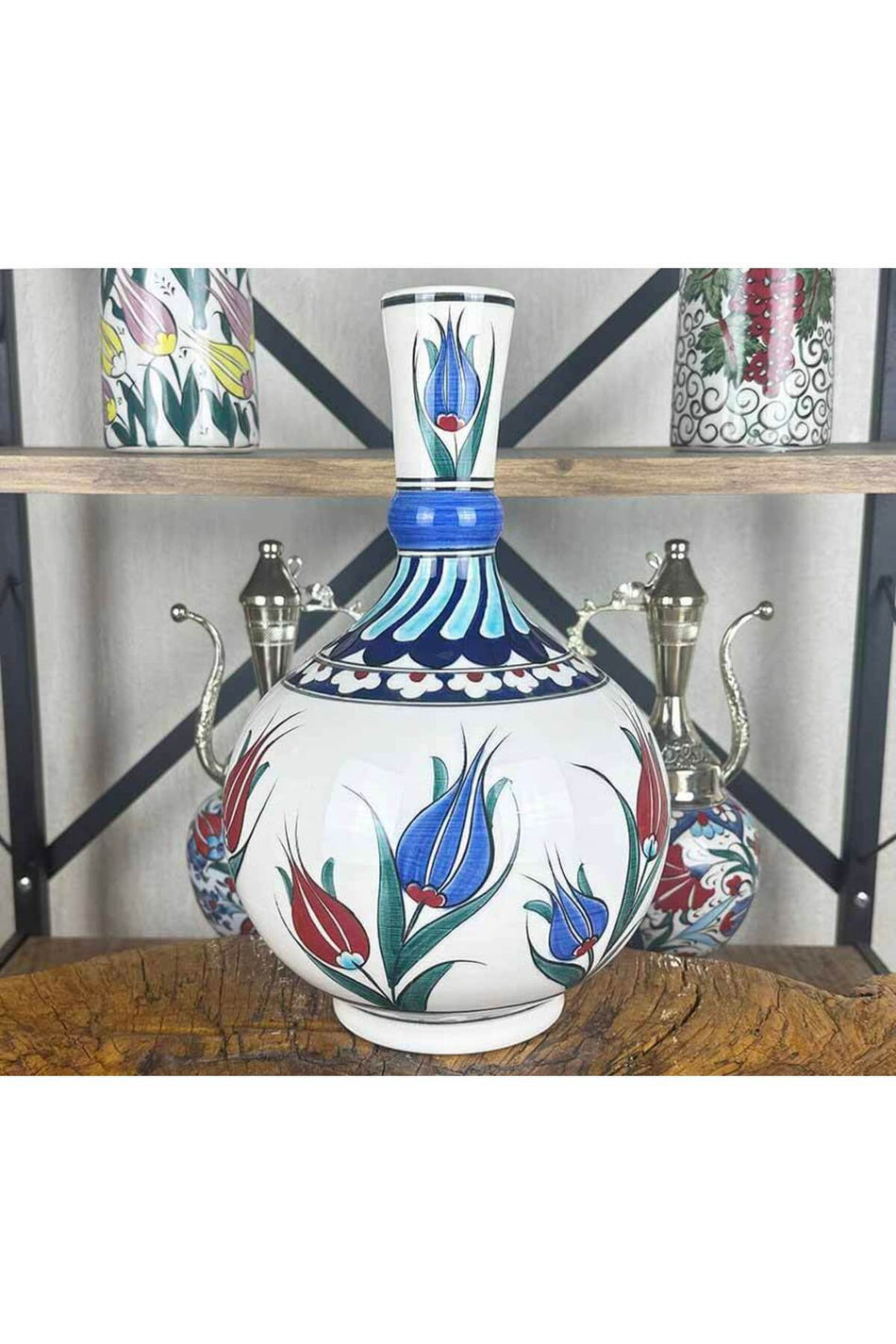 Cini Evi Traditional Tulip Pattern – Iznik Tile Vase - MALLTURK