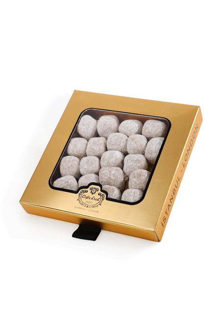 Sekerci cafer erol karamel Chocolate Coated Mastic Flavored Turkish Delight altin kutu 110g - MALLTURK