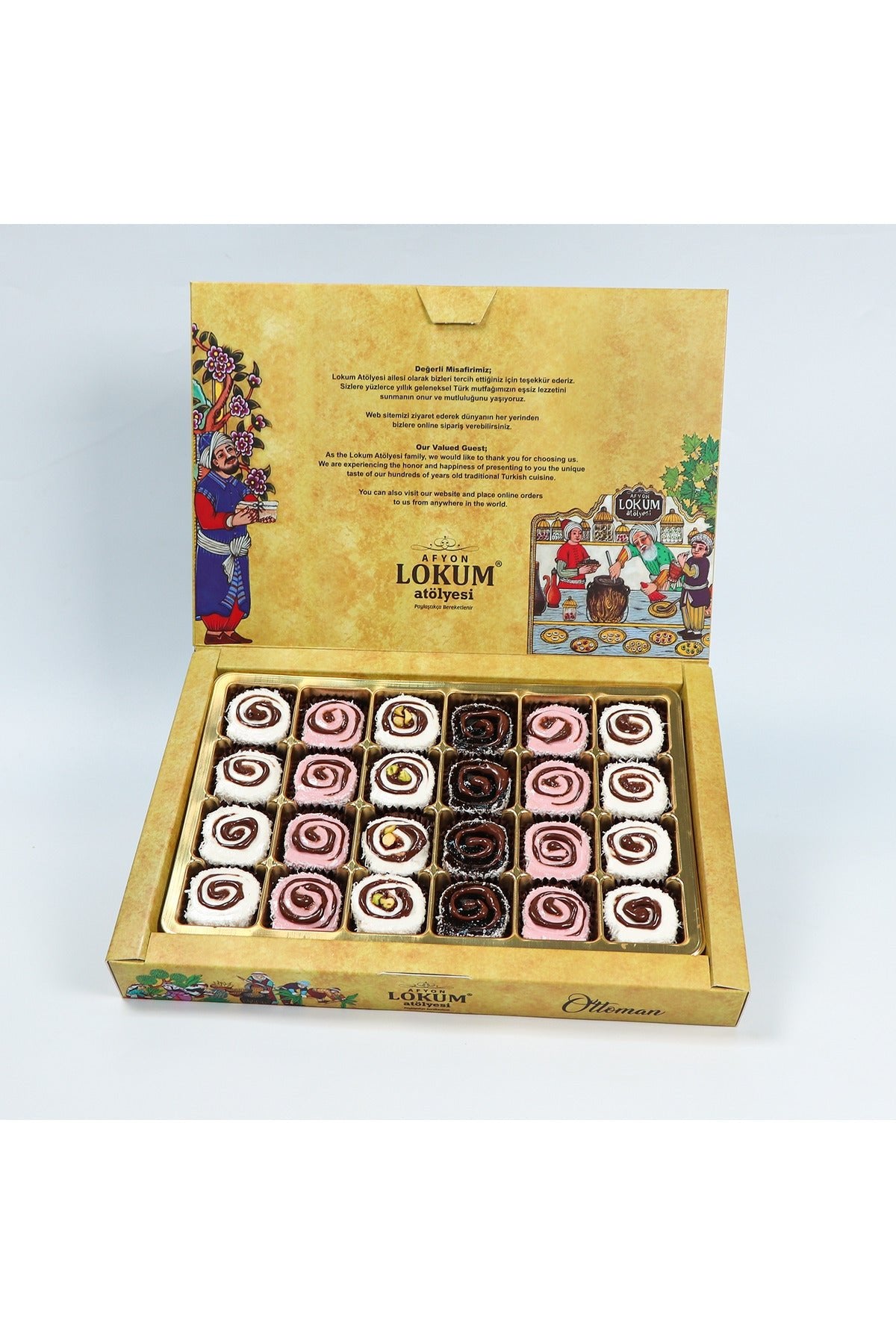 Lokum Atolyesi Assorted Chocolate Rolled Turkish Delight 500g - MALLTURK