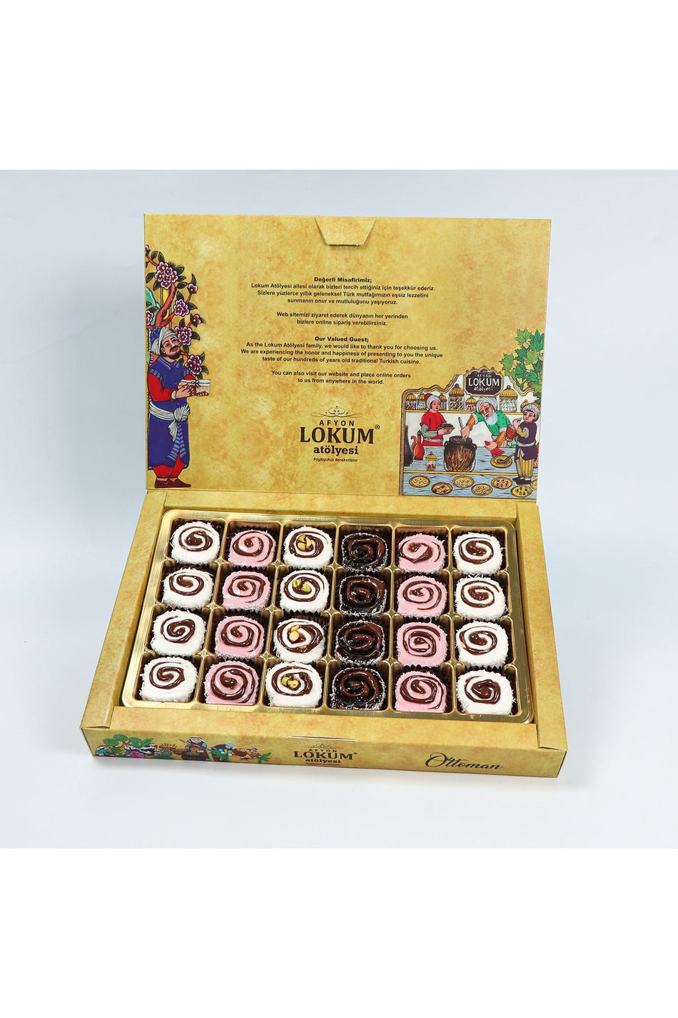 Lokum Atolyesi Assorted Chocolate Rolled Turkish Delight 500g - MALLTURK