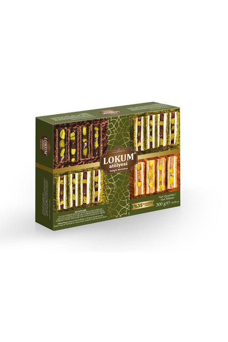 Lokum Atolyesi Sultan Style pastasi 300g Pistachio biskuvi and Cocoa Hazelnut Cream Sultan Style Turkish Delight turk Coffee Flavored a - MALLTURK