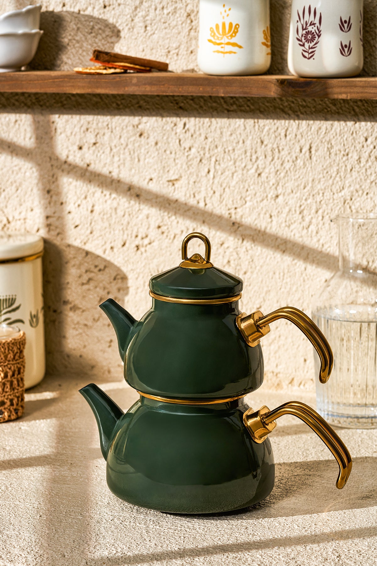 Emsan Artisan Mini Enamel Teapot, Green - MALLTURK