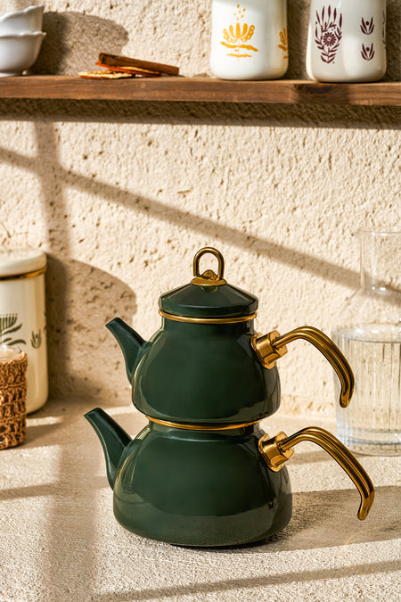 Emsan Artisan Mini Enamel Teapot, Green - MALLTURK