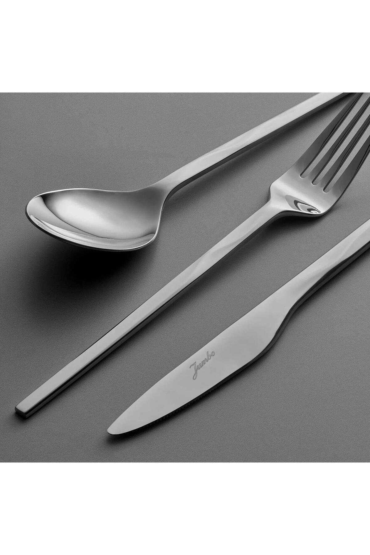 Jumbo fluctus 84 Piece 12 Place Setting Steel Flatware Set - MALLTURK
