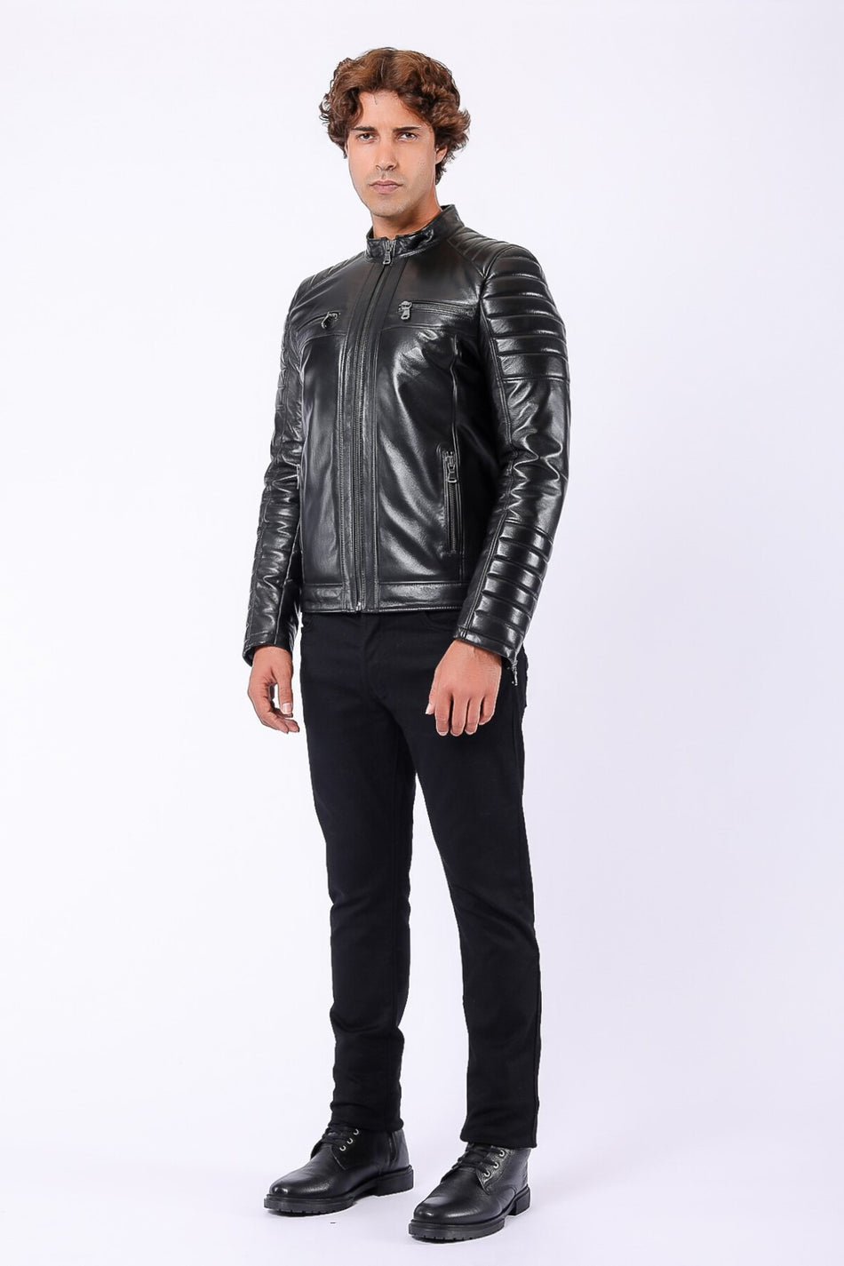Байкерская куртка Leather Club из натуральной кожи чёрного цвета