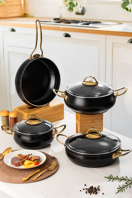 Lines L-5094 Yonca Guvec 7 Piece Kure Cookware Set Altin Kulp