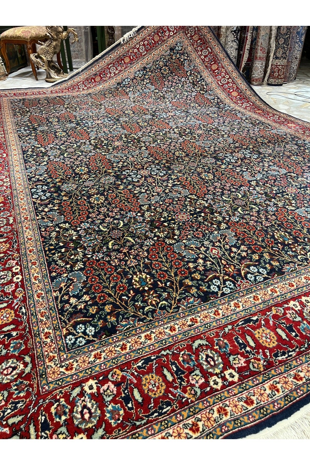RD RAMAZAN DAG Hand Rug Art Hand-Woven Hereke Rug Seven Mountains Flower Sumerbank Weave Size 365x253 - MALLTURK