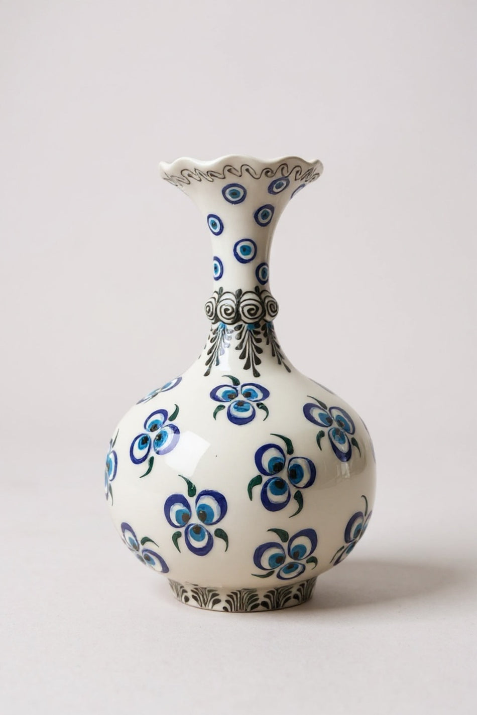 STORESZA Handmade Evil Eye Embroidered 30cm Lettuce-Shaped Ceramic Vase - MALLTURK