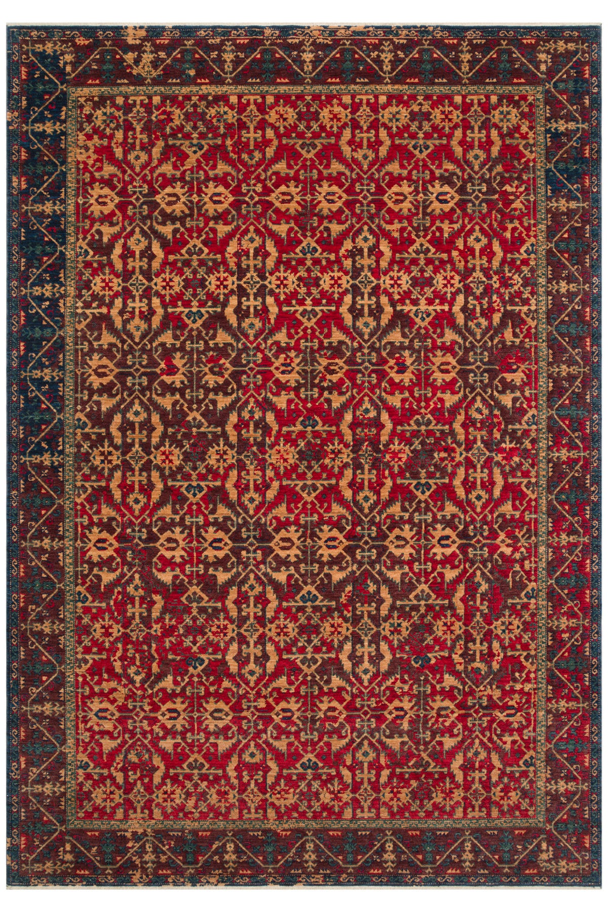Cool Rug Mardin Red New Zealand Wool Vintage Ethnic Traditional Pattern Classic Misafir Odasi Living Room Rug