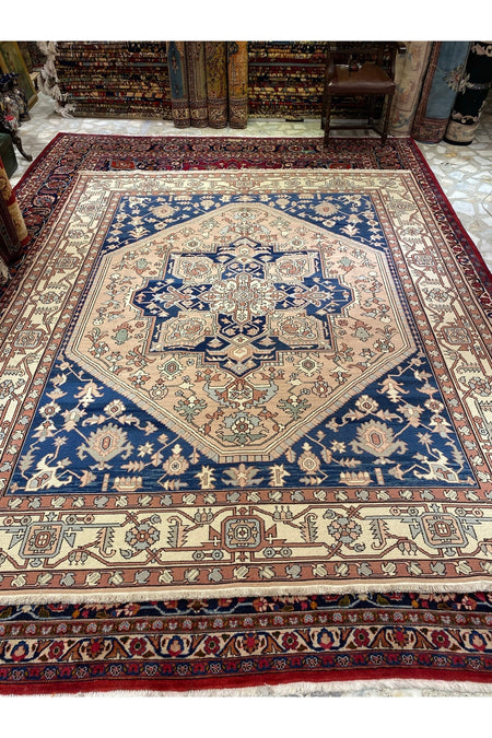 RD RAMAZAN DAG Hand Rug Art Hand-Woven Iranian Rug Heriz Design Cotton Base Wool Weave Natural Dye 300x240