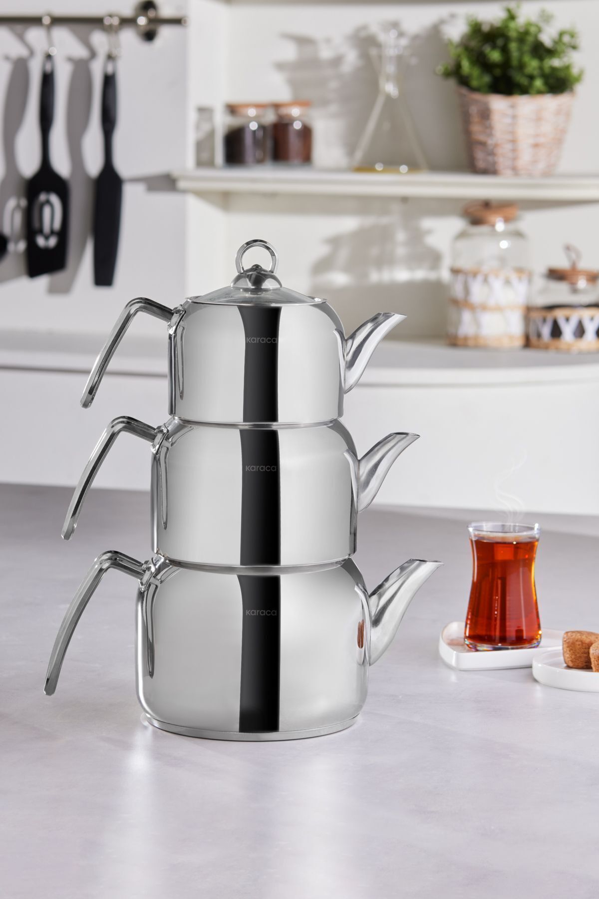 Karaca Tres 3-Piece induction Base Teapot Set (Metal) - MALLTURK