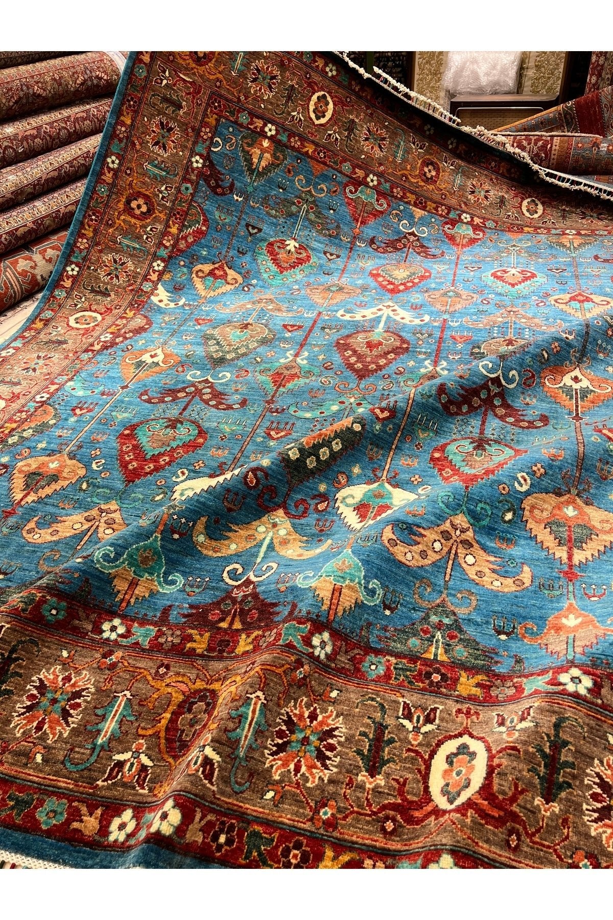 RD RAMAZAN DAG Hand Rug Art Hand-Woven Afgan Rug Cotton Base Wool Weave Olup Natural Dye Multicolor Rug - MALLTURK
