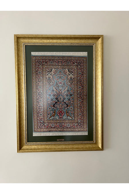 RD RAMAZAN DAG Hand Rug Art Hand-Woven Kayseri Pure Silk Rug Tree of Life Bird Design Collector Piece Size 108x82 - MALLTURK